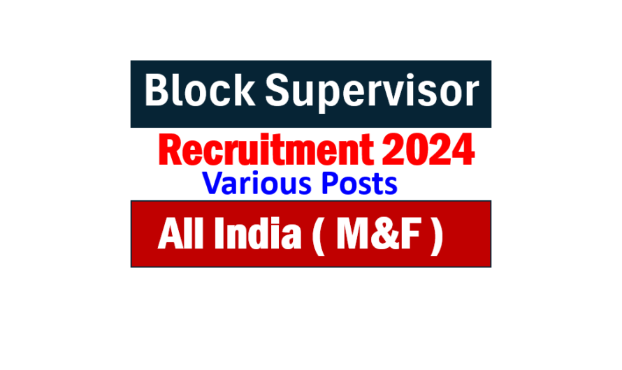 Block Supervisor Recruitment June 2024 | No Fee